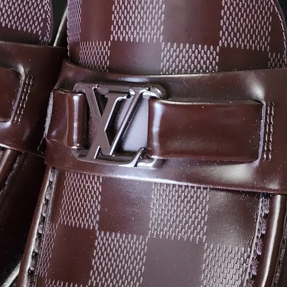 Louis Vuitton Men's Checkered Burgundy Loafers